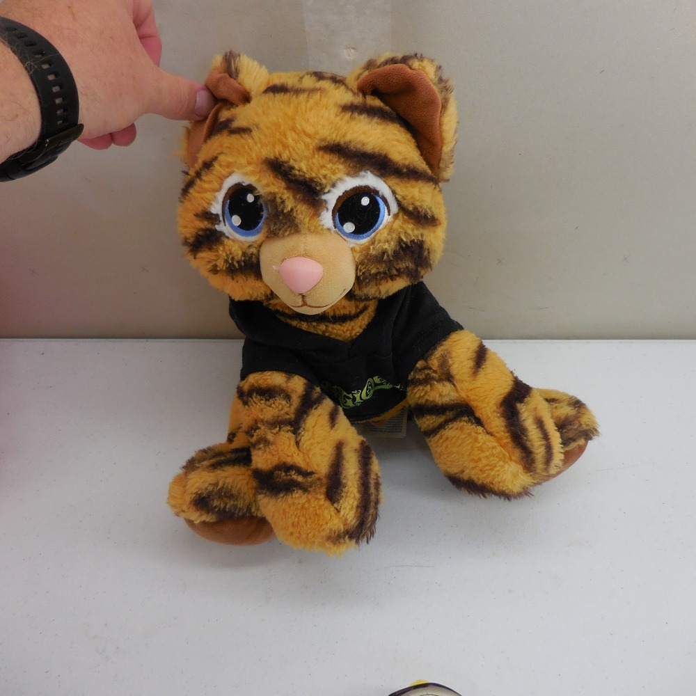 Build-A-Bear Workshop Orange Black Striped Tiger Plush with Black Hoodie 024679